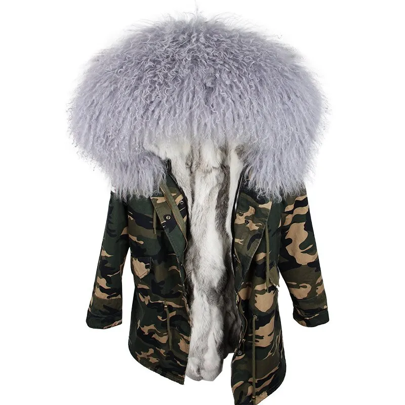 Women's Winter Casual Long Hooded Parka With Sheep Fur