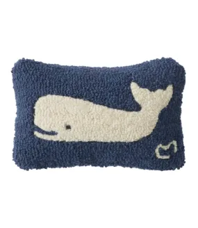 Wool Hooked Throw Pillow, Whale, 8&quot; x 12&quot;