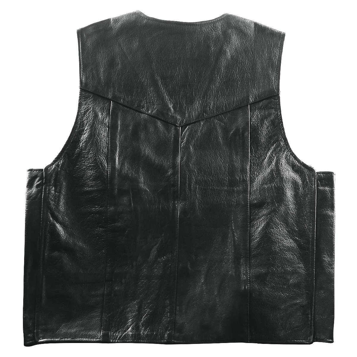 Xelement 1201 Black Motorcycle Leather Vest for Men - 100% Genuine Light Weight Premium & Durable Thick Cowhide Biker Club Vest With 4 Snap Button Closure and Conceal Carry Pockets